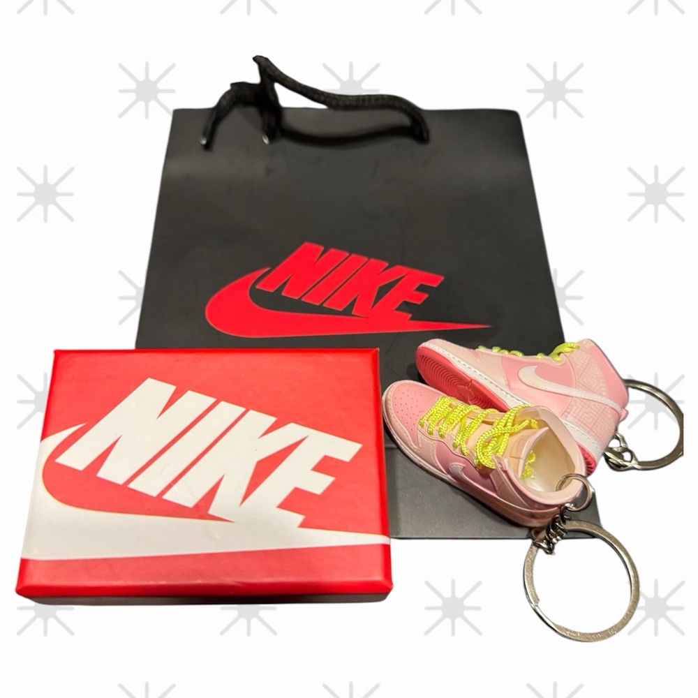 Nike Pink and Yellow Mini Sneaker Keychains